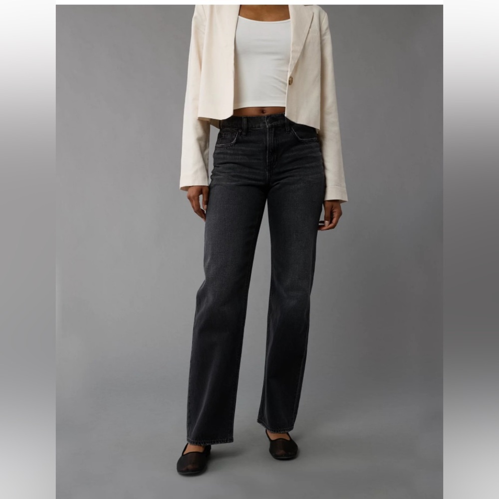 AE Strigid High-Waisted Stovepipe Jean in Black Blaze NWT